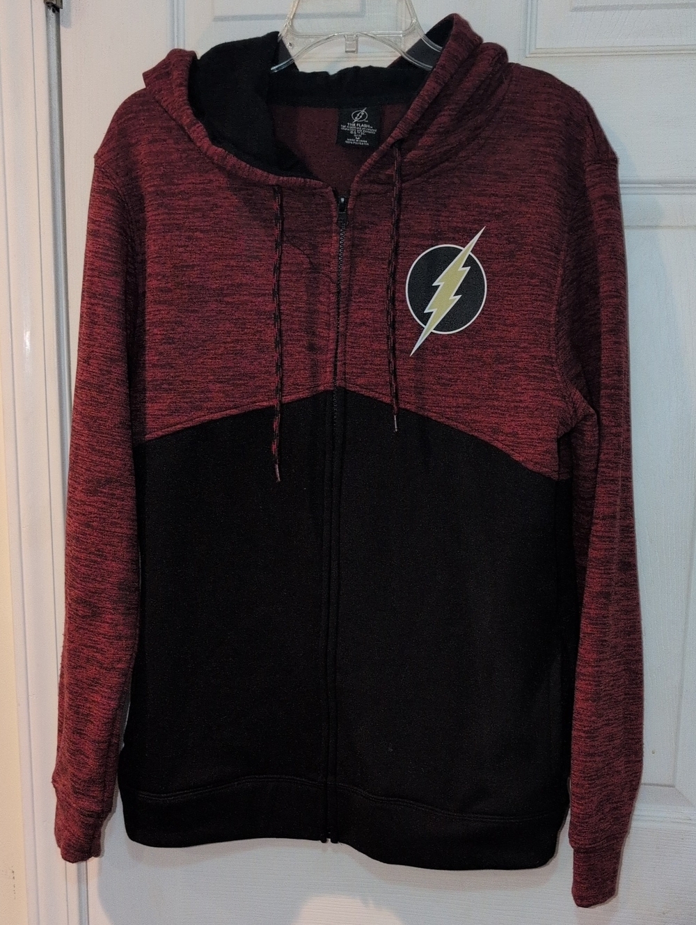 Men's Lightweight Hooded Zip Jacket - Maroon/Black